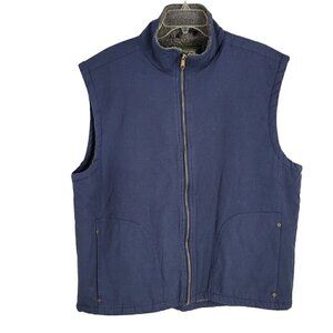 Stillwater Sherpa Lined Canvas Vest Navy Blue Mens Size 2XL gorpcore Workwear